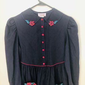 Vintage French Girls Shirt Dress Modest 12Y